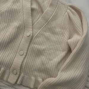 LoveShackFancy Cream Knit Cardigan